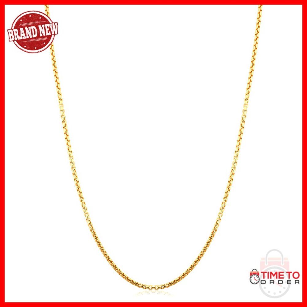 14k Gold Filled Box Chain Necklace 16 Inch Lobster Clasp Unisex